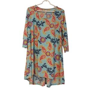 Discount Divas Mint Paisley Floral High-Low Tunic Top 3/4 Sleeve Medium